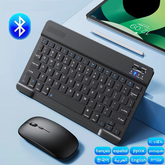 Bluetooth Wireless Keyboard Mouse for IOS Android Windows Tablet for Ipad Air Mini Pro Spanish Korean Portugal Russian Keyboard