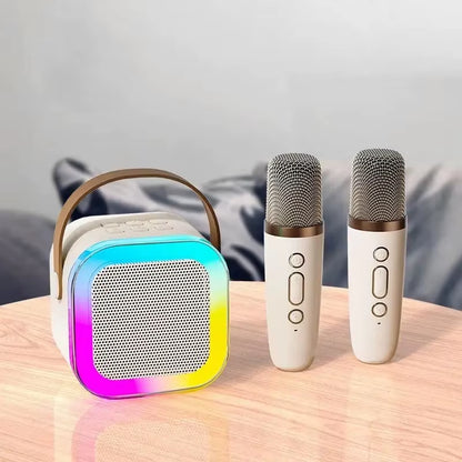 Bluetooth Speaker K12 Karaoke Machine Portable 5.3 PA Speaker System with Wireless Microphones Home Family Singing Children'S