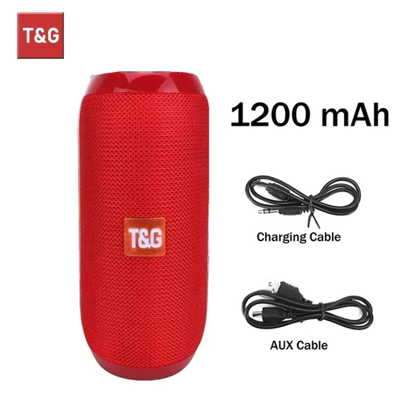 TG117 Portable Bluetooth Speaker TWS Wireless Dual Bass Outdoor Column Boombox FM AUX TF Card Music Player for Camping Riding