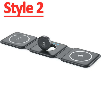 65W 3 in 1 Foldable Magnetic Wireless Charger for Iphone 14 13 12 Pro XS X Fast Wireless Charging Pad for Airpods Pro Iwatch