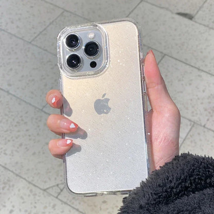 Luxury Glitter Bumper Bling Clear Case para sa IPhone 15 14 13 12 11 Pro Max Mini X XS Max XR 7 8 Plus 16 Pro Silicone Acrylic Cover 
