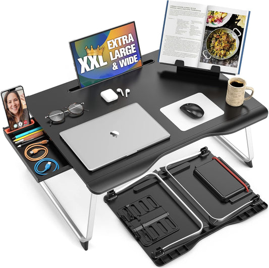 Cooper Mega Table plus [Premium XXL Extra Large] Laptop Lap Desk & Book Stand | Multifunctional Foldable Lap Desk, Laptop Desk for Bed, Portable Desk, Lapdesk Lap Tray (Black Onyx)