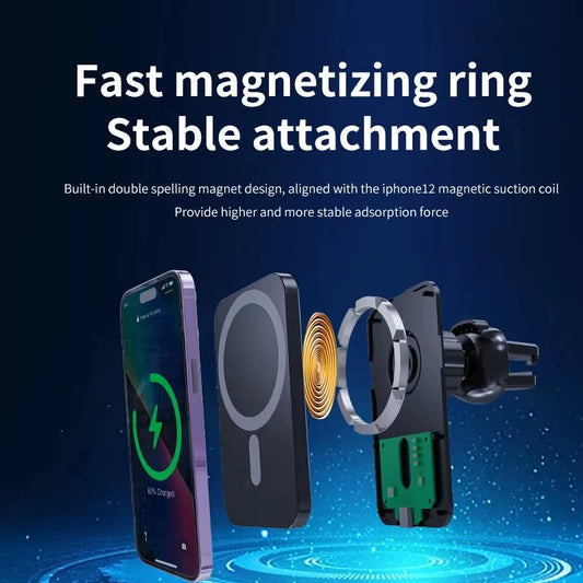 30W Magnetic Car Wireless Charger for Iphone 15 14 13 12 Pro Max Mini Macsafe Car Phone Holder Stand Mount Fast Charging Station