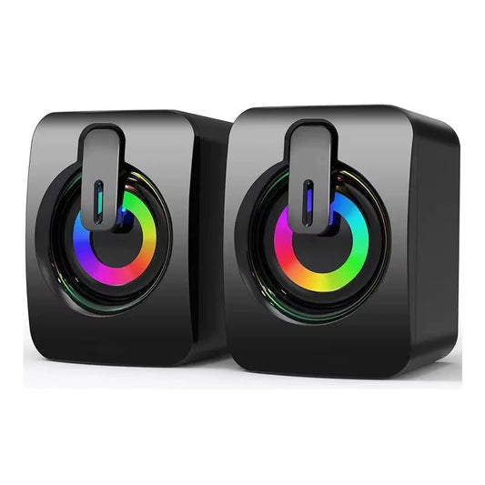 Computer Speakers PC Sound Box HIFI Stereo Microphone USB Wired with LED Light for Desktop Computer