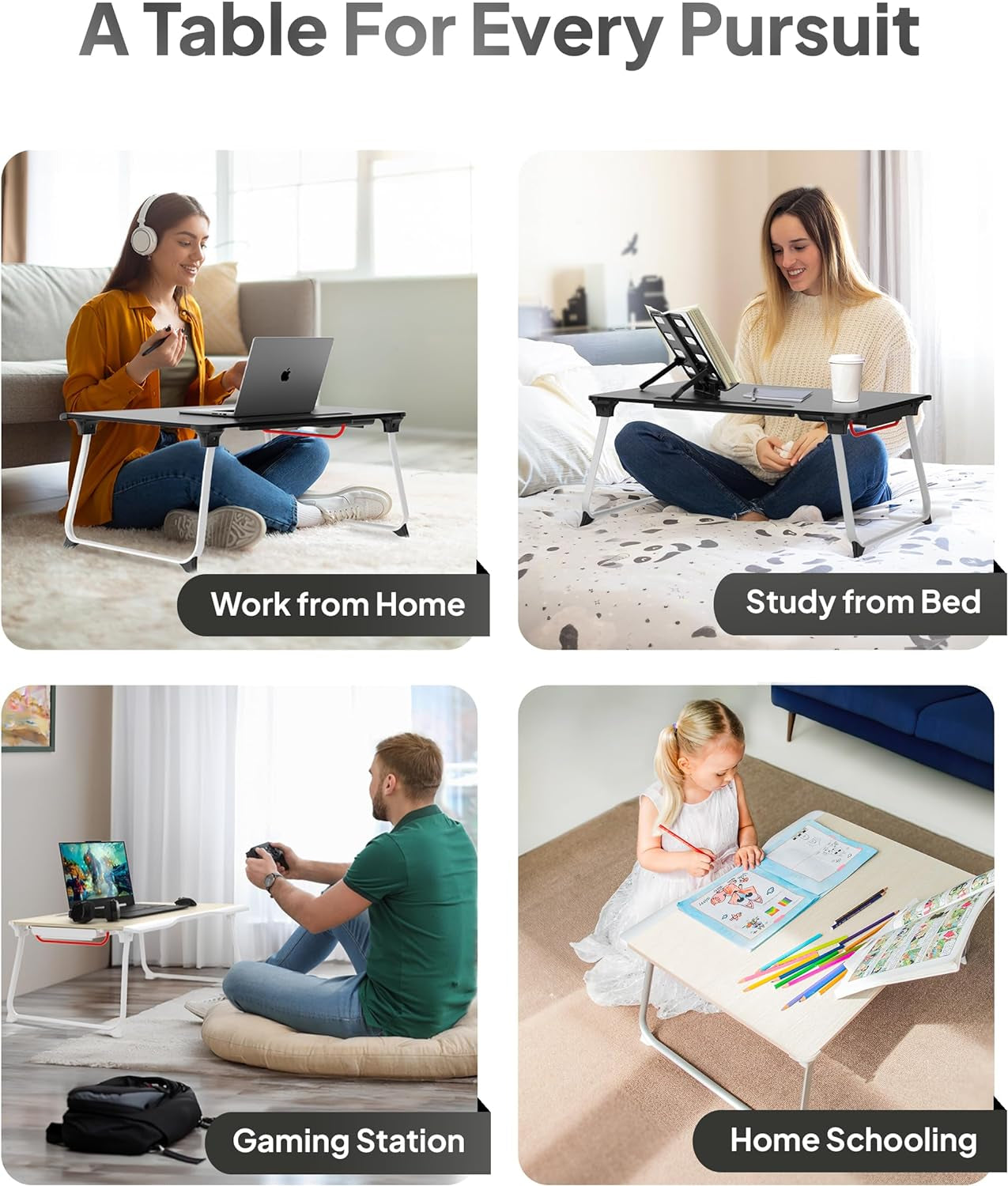 Cooper Mega Table plus [Premium XXL Extra Large] Laptop Lap Desk & Book Stand | Multifunctional Foldable Lap Desk, Laptop Desk for Bed, Portable Desk, Lapdesk Lap Tray (Black Onyx)