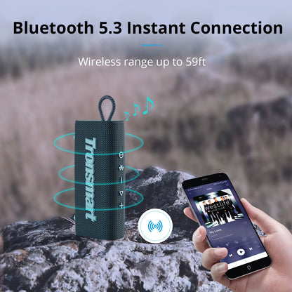 Trip Bluetooth 5.3 Speaker Dual-Driver Portable Speaker with IPX7 Waterproof, True Wireless Stereo for Outdoor