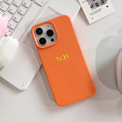 orange case with etching.
