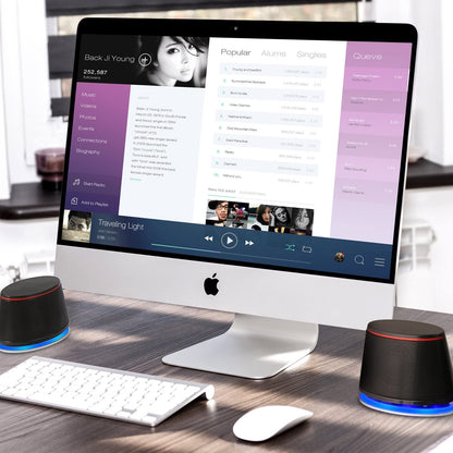 SW102 Computer Speakers, 5Wx2, Deep Bass in Small Body, Stereo 2.0 USB Powered 3.5Mm Aux Multimedia Speakers, Built-In Bottom Bass Radiators, PC Laptop Desktop Speakers, Black
