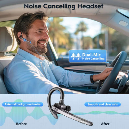 M53 Wireless Bluetooth Headset Single Earpiece Driving Headphone with Dual-Mic Noise Cancelling Handsfree Earphones