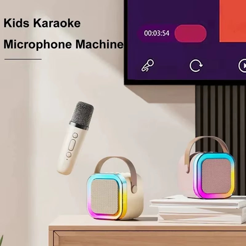 Bluetooth Speaker K12 Karaoke Machine Portable 5.3 PA Speaker System with Wireless Microphones Home Family Singing Children'S