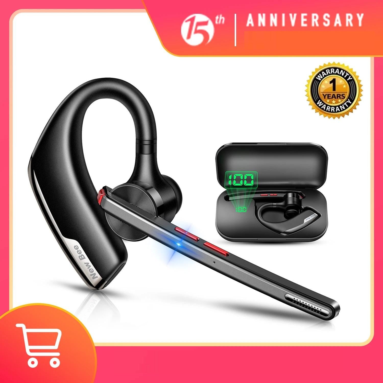 M51 Wireless Bluetooth Headset Earphones 5.2 Headphone with Dual-Mic CVC8.0 Noise Cancelling Handsfree Business Earpiece