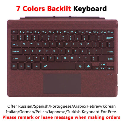 Bluetooth Keyboard Backlight for Microsoft Surface Pro 3 4 5 6 7 8 9 Pro X Go 1 2 3 4 Keyboard Backlit Trackpad Wireless Teclado