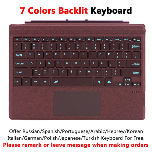 Bluetooth Keyboard Backlight for Microsoft Surface Pro 3 4 5 6 7 8 9 Pro X Go 1 2 3 4 Keyboard Backlit Trackpad Wireless Teclado