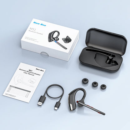 M51 Wireless Bluetooth Headset Earphones 5.2 Headphone with Dual-Mic CVC8.0 Noise Cancelling Handsfree Business Earpiece