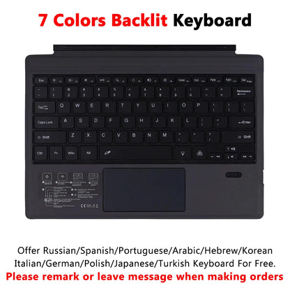 Bluetooth Keyboard Backlight for Microsoft Surface Pro 3 4 5 6 7 8 9 Pro X Go 1 2 3 4 Keyboard Backlit Trackpad Wireless Teclado