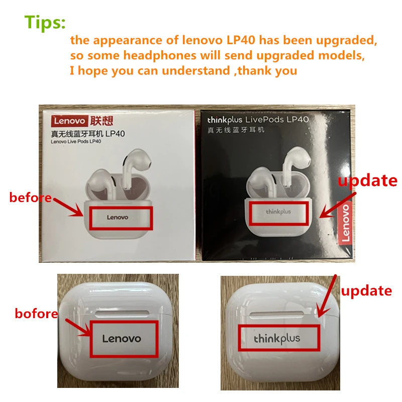 Original  LP40 Wireless Headphones TWS Bluetooth Earphones Touch Control Sport Headset Stereo Earbuds for Phone Android