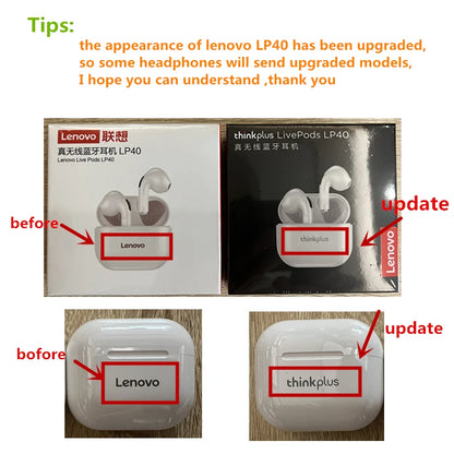Original  LP40 Wireless Headphones TWS Bluetooth Earphones Touch Control Sport Headset Stereo Earbuds for Phone Android