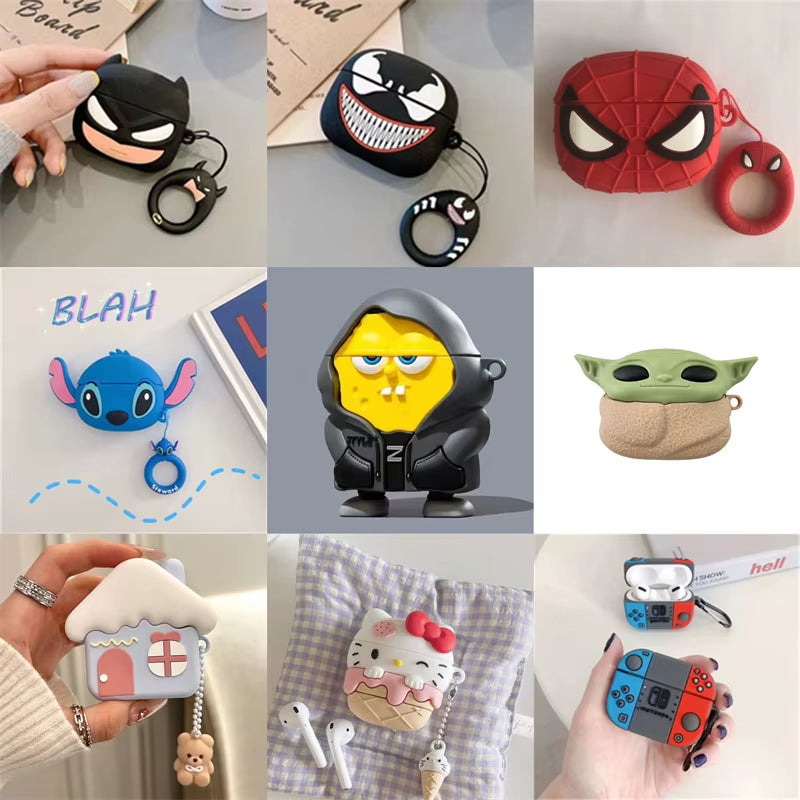 Case for Apple Airpods 4 2024 3D Cartoon Silicone Earphone Charging Case for Airpods Pro 2 Cover for Airpods 3 2 1