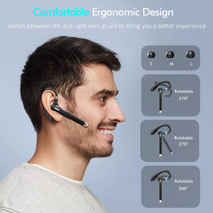 Bluetooth Earphones 5.3 Headphones Stereo Handsfree Noise Canceling Wireless Business Headset with HD Mic for All Smart Phones