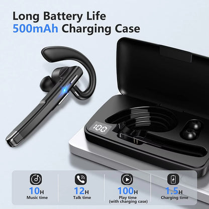 Bluetooth Earphones 5.3 Headphones Stereo Handsfree Noise Canceling Wireless Business Headset with HD Mic for All Smart Phones