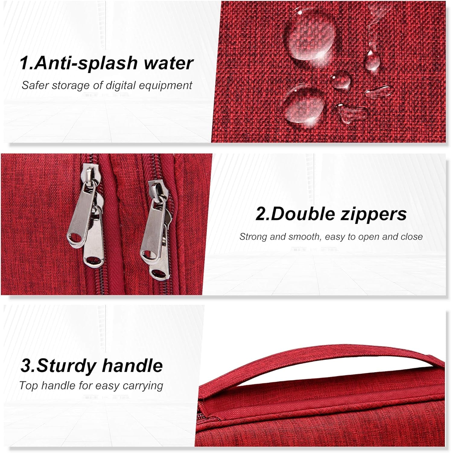 Electronic Bag Travel Cable Accessories Bag Waterproof Double Layer Electronics Organizer Portable Storage Case for Cable, Cord, Charger, Phone, Adapter, Power Bank, Kindle, Hard Drives