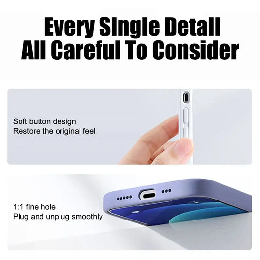 Detailed view of a silicone phone case for iPhone showcasing soft button design and precise cutouts for easy access.