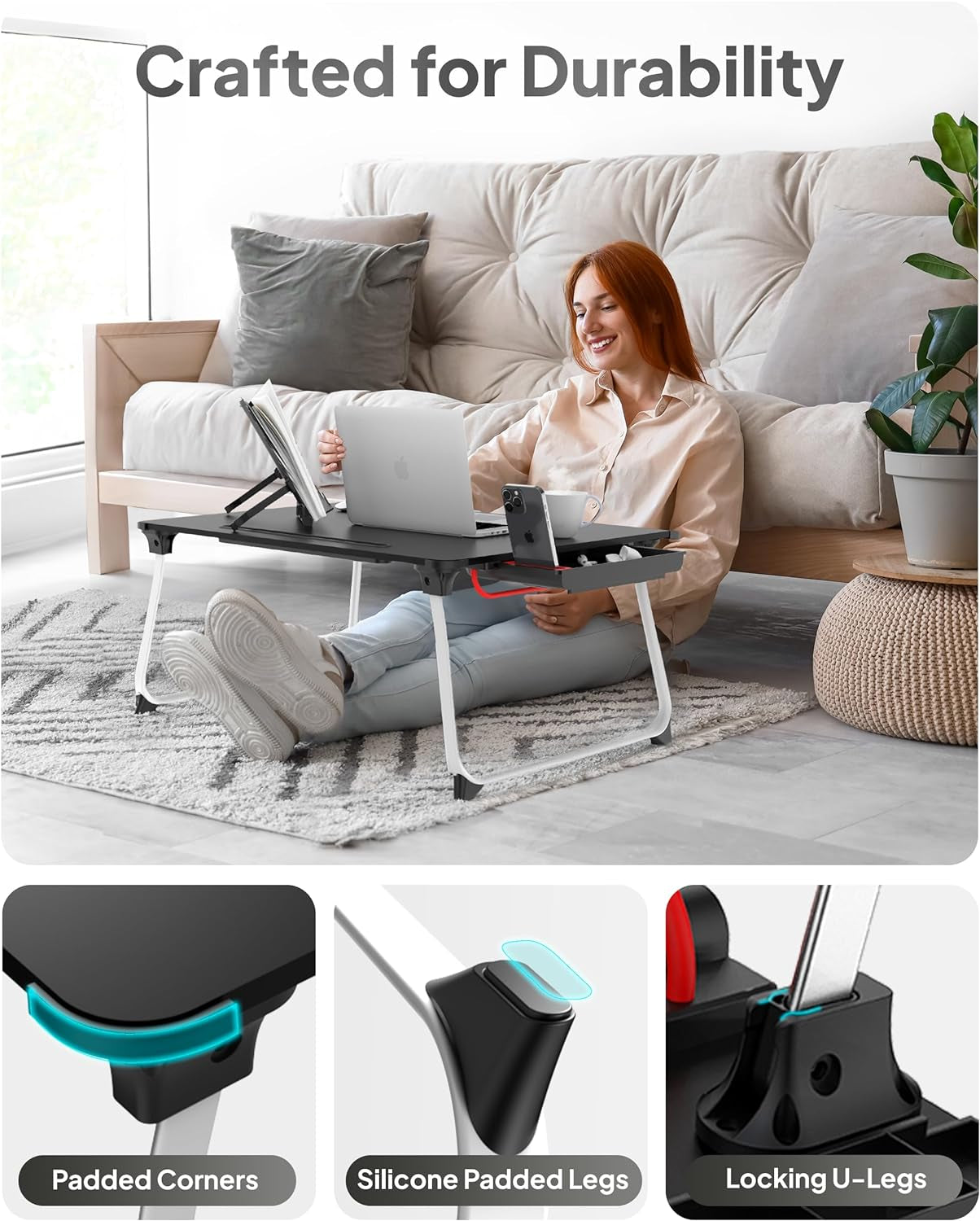 Cooper Mega Table plus [Premium XXL Extra Large] Laptop Lap Desk & Book Stand | Multifunctional Foldable Lap Desk, Laptop Desk for Bed, Portable Desk, Lapdesk Lap Tray (Black Onyx)