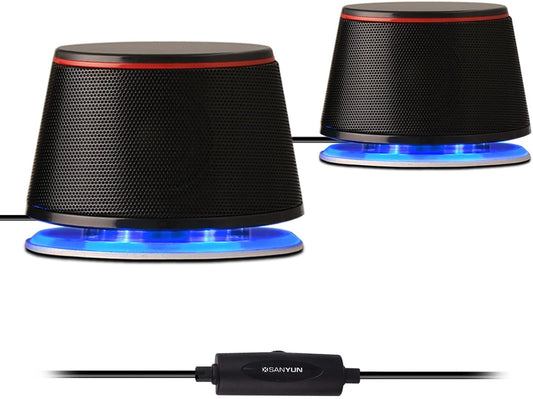 SW102 Computer Speakers, 5Wx2, Deep Bass in Small Body, Stereo 2.0 USB Powered 3.5Mm Aux Multimedia Speakers, Built-In Bottom Bass Radiators, PC Laptop Desktop Speakers, Black