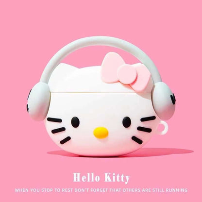 For Airpods 1 2 3 4 Pro Pro 2 Hello Kitty Kuromi Melody Listen to Music Silicone Earphone Case Accessories Cover