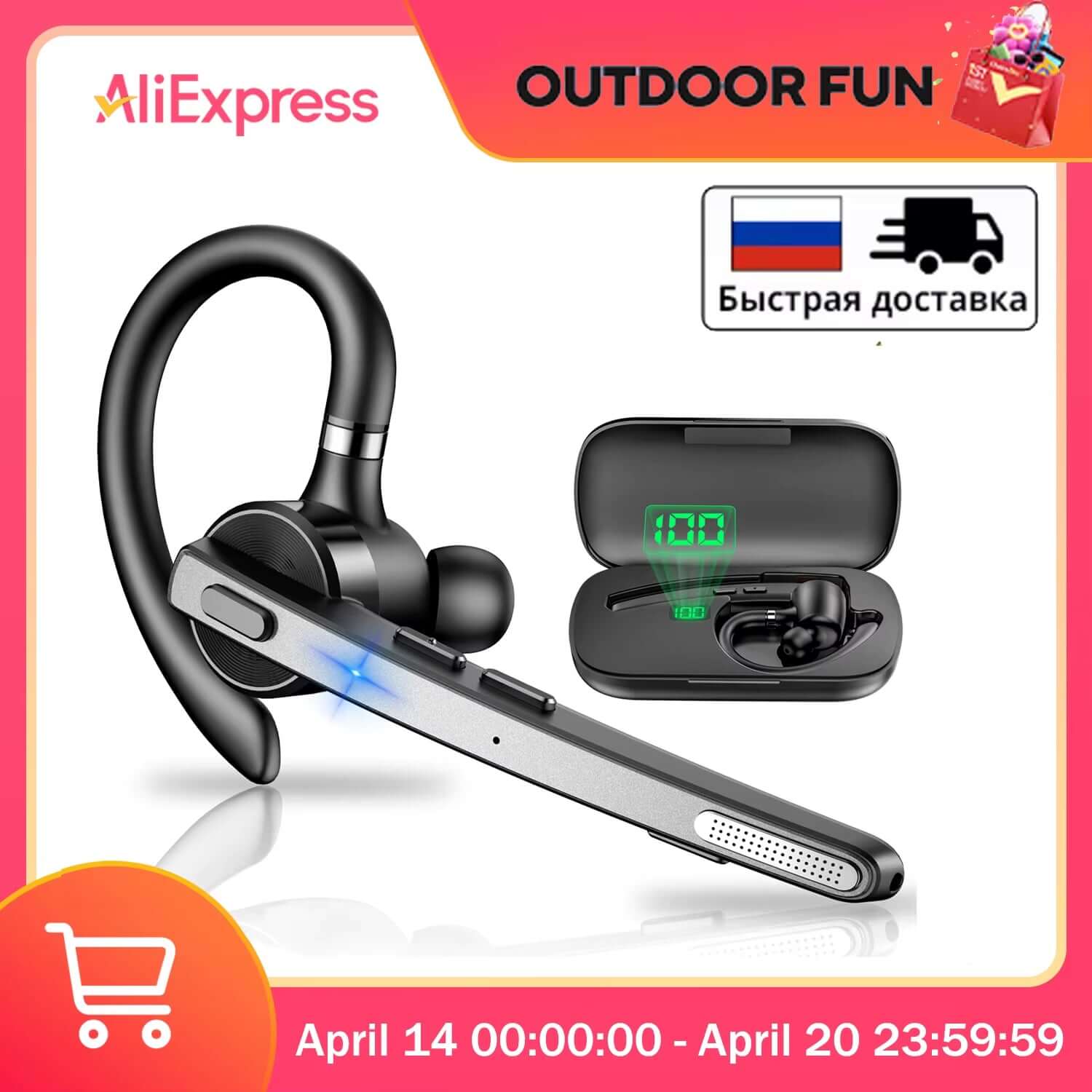 M53 Wireless Bluetooth Headset Single Earpiece Driving Headphone with Dual-Mic Noise Cancelling Handsfree Earphones