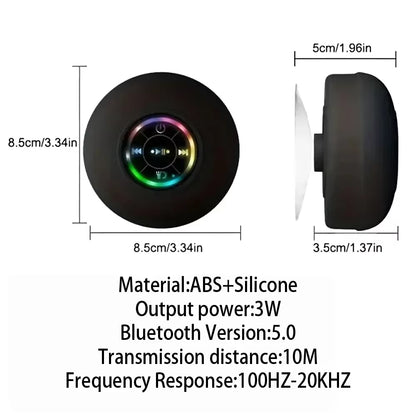 Mini Stereo Sound Speaker LED IPX4 Waterproof Loudspeaker Portable Wireless Bluetooth Speaker Outdoor Bathroom Large Suction Cup