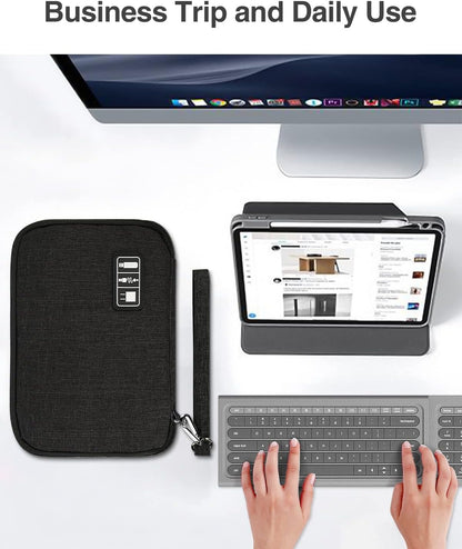 Large Electronics Organizer, 11" Travel Cord Organizer, Large Cable Bag, Tech Bag for Cable Storage/Cord Storage/Ipad Pro(Up to 11")/Wallcharger/Electronic Accessories