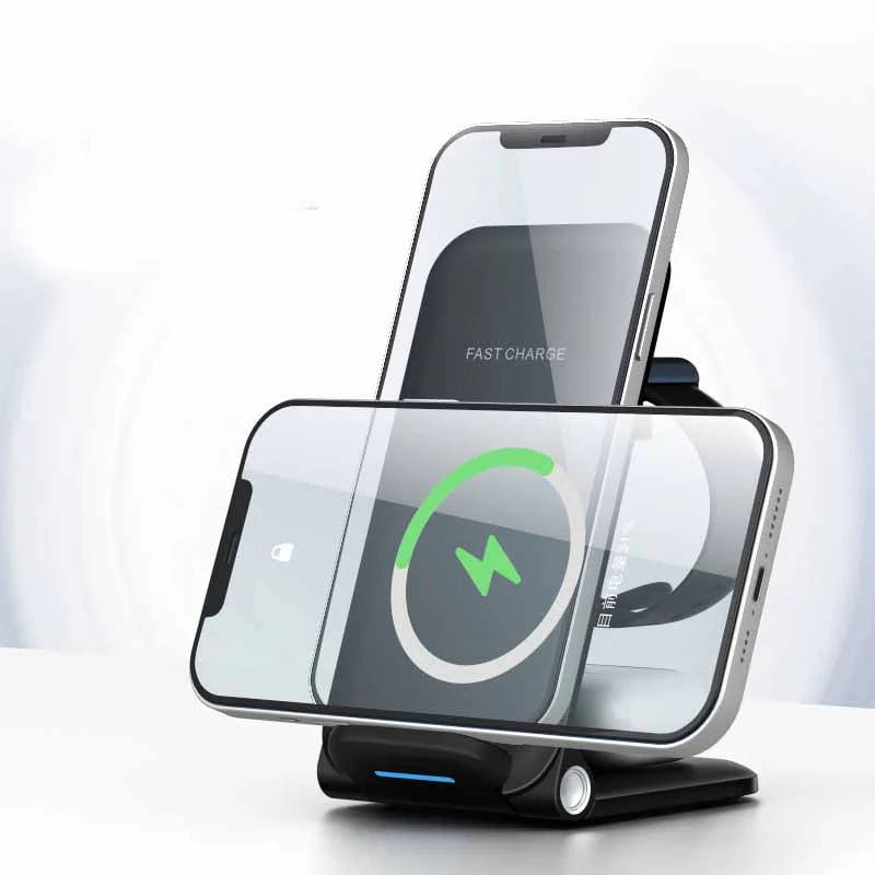 Compact Stand-Up Triple Wireless Charging Dock