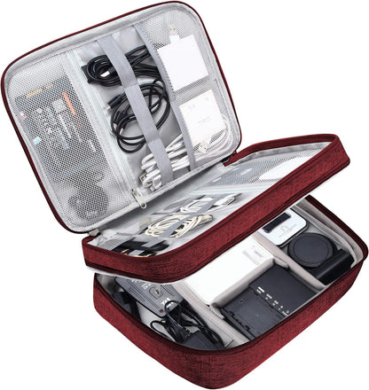 Electronic Bag Travel Cable Accessories Bag Waterproof Double Layer Electronics Organizer Portable Storage Case for Cable, Cord, Charger, Phone, Adapter, Power Bank, Kindle, Hard Drives