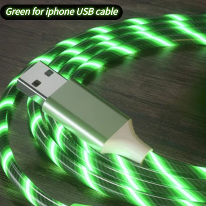 1M 2M Glowing LED Light Charger Data Cable Phone 2.4A USB Charging Cable for Iphone 14 13 12 11 Pro Max XS XR Charge Wire Cord
