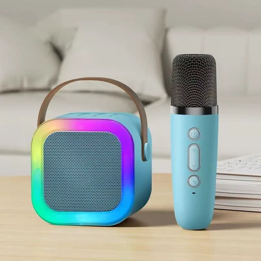 Bluetooth Speaker K12 Karaoke Machine Portable 5.3 PA Speaker System with Wireless Microphones Home Family Singing Children'S